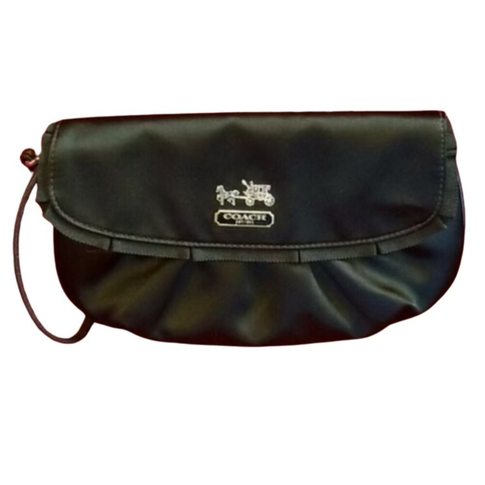 COACH AMANDA Black Satin Wristlet